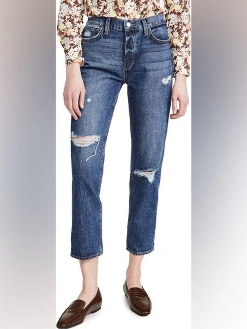 Joe's Jeans The Scout Mid Rise Slim Boyfriend Distressed Denim 31 EUC